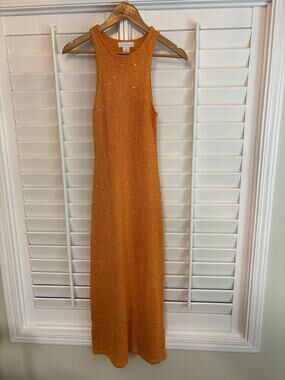 House of Harlow Orange Sequin Midi Dress Size XS